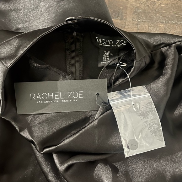 🔥HOT🔥NWT Rachel Zoe Black Satin Mock Drape Neck Top Sz XL - Picture 12 of 13